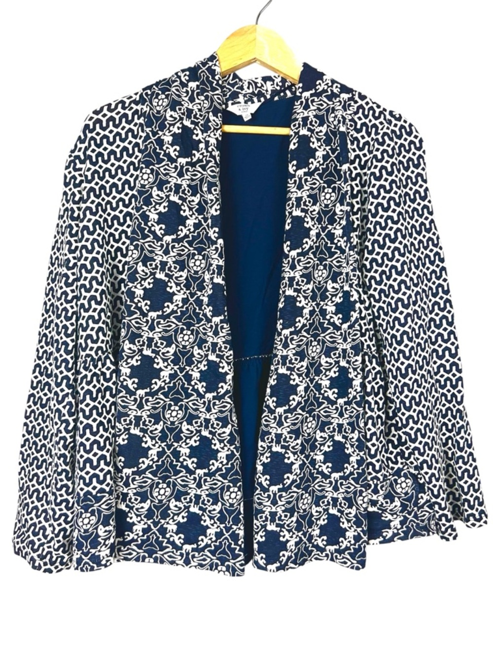 Elephant Print Open Cotton Cardigan